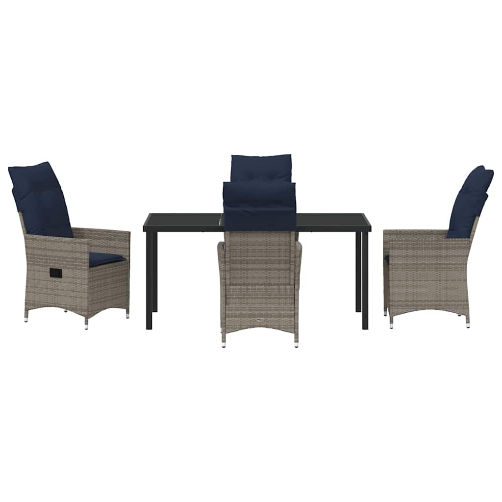 Set stola i stolica s jastukom 5 pcs Siva PE ratan