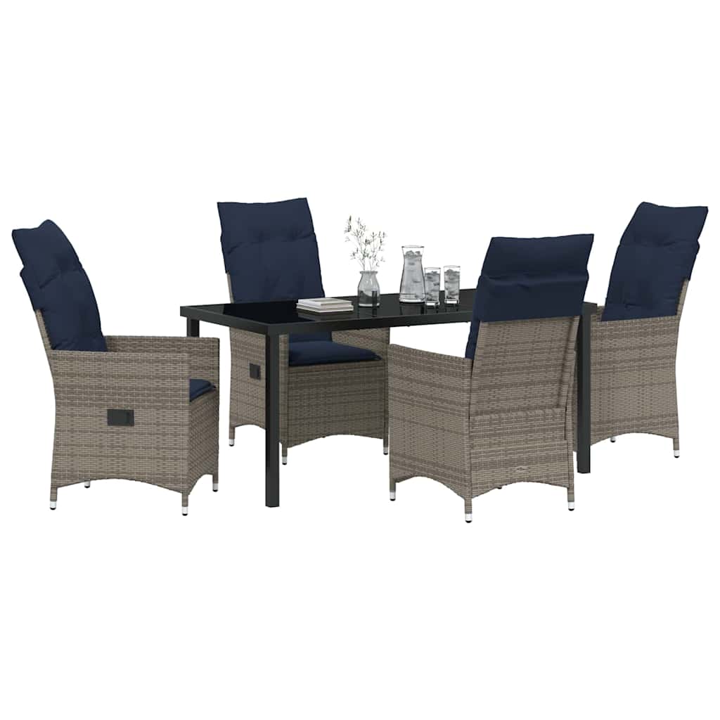 Set stola i stolica s jastukom 5 pcs Siva PE ratan