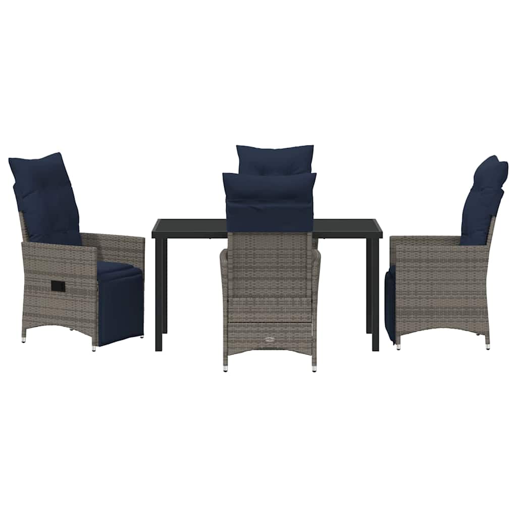 Set stola i stolica s jastukom 5 pcs Siva PE ratan