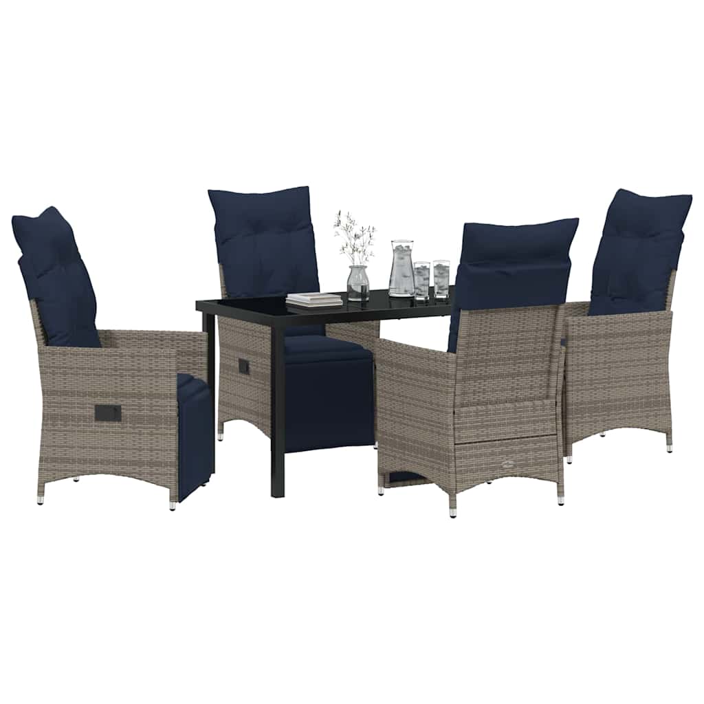Set stola i stolica s jastukom 5 pcs Siva PE ratan
