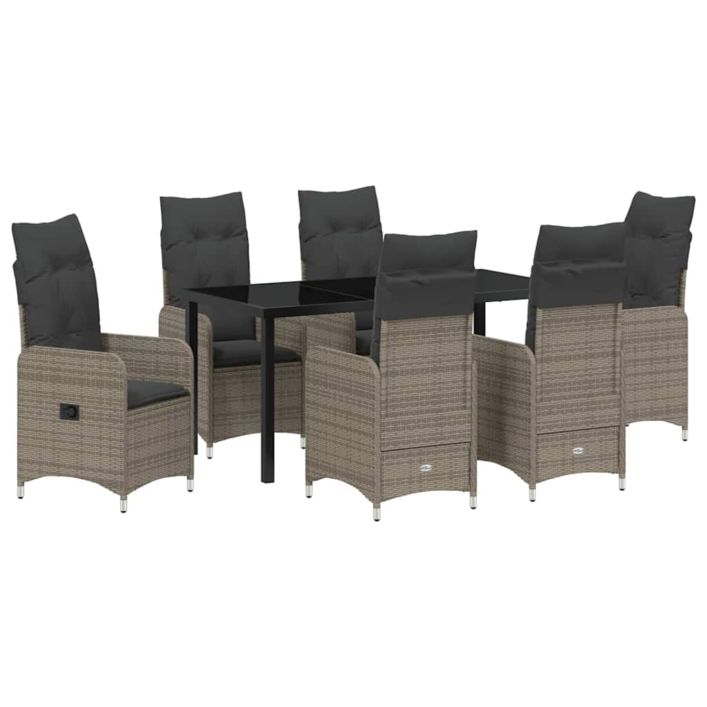 Vrtni set za objed s jastukom 7 pcs Siva poliratan