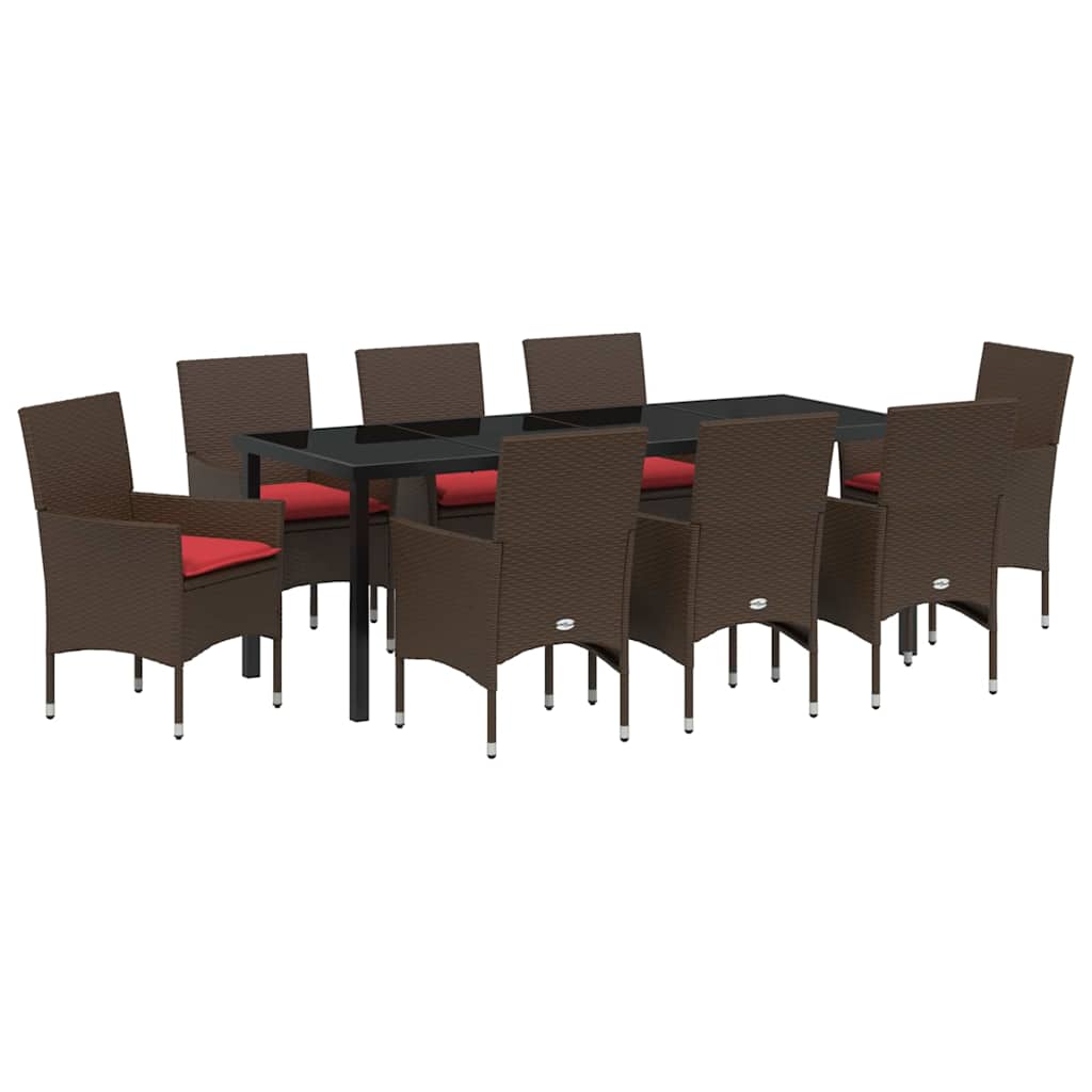 Set stola i stolica s jastukom 9 pcs Smeđa PE ratan