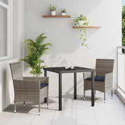 Set stola i stolica 3 pcs Siva i tamnoplava PE ratan