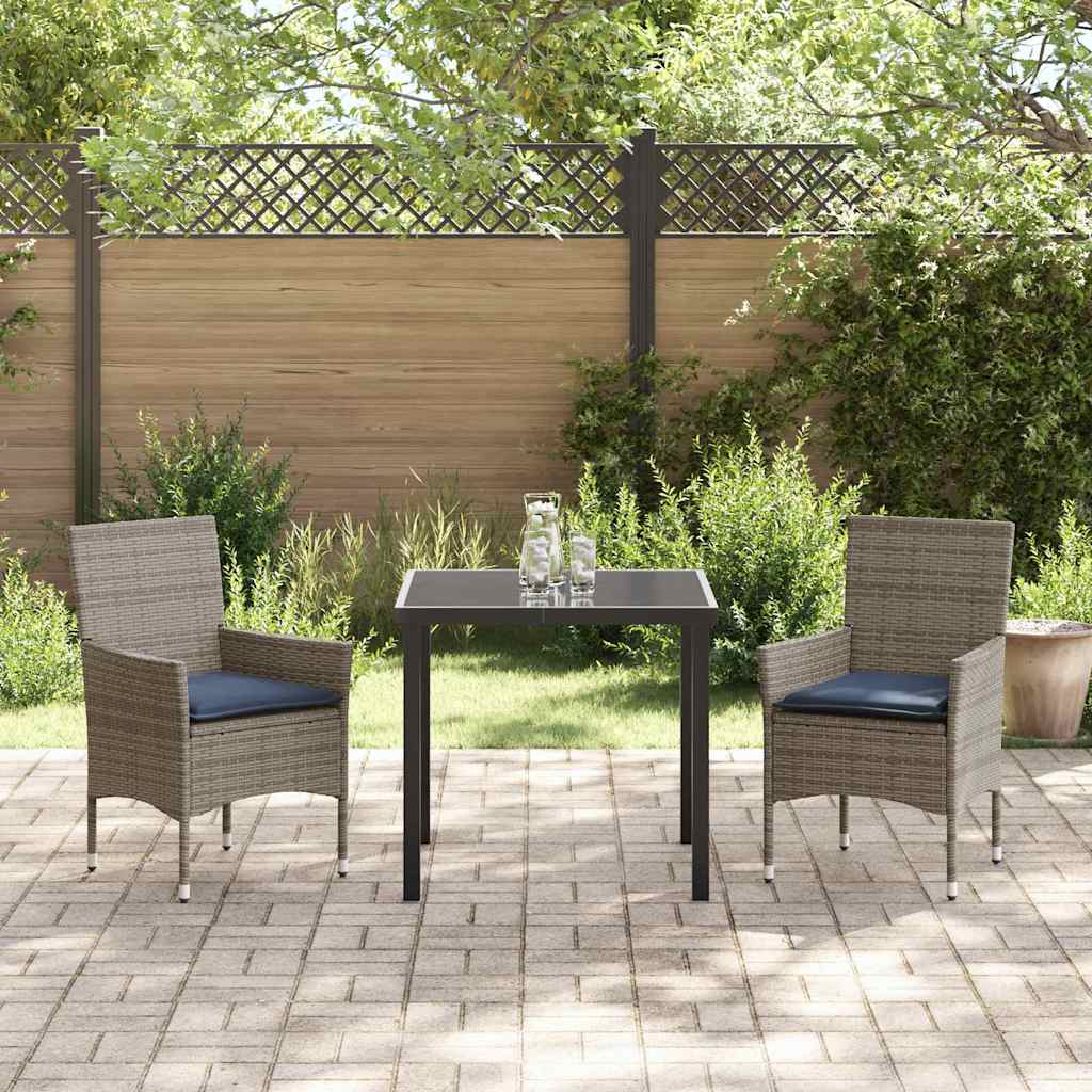 Set stola i stolica 3 pcs Siva i tamnoplava PE ratan