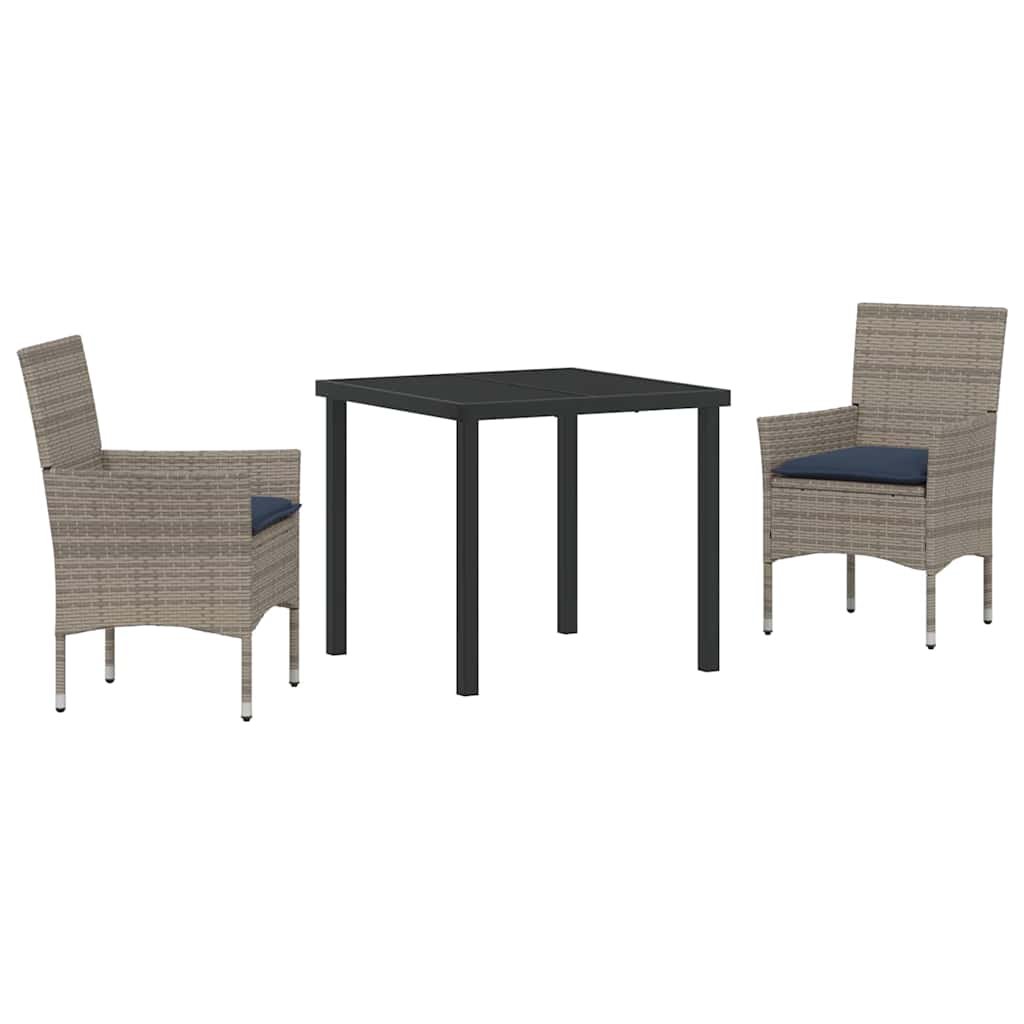 Set stola i stolica 3 pcs Siva i tamnoplava PE ratan