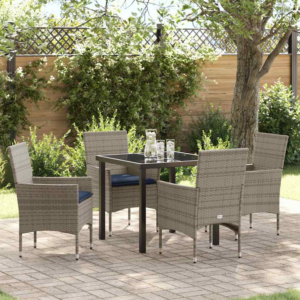 Set stola i stolica 5 pcs Siva i tamnoplava PE ratan