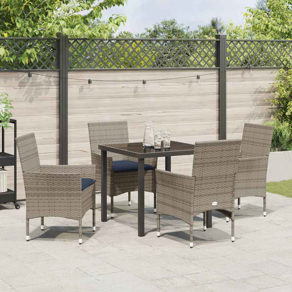 Set stola i stolica 5 pcs Siva i tamnoplava PE ratan