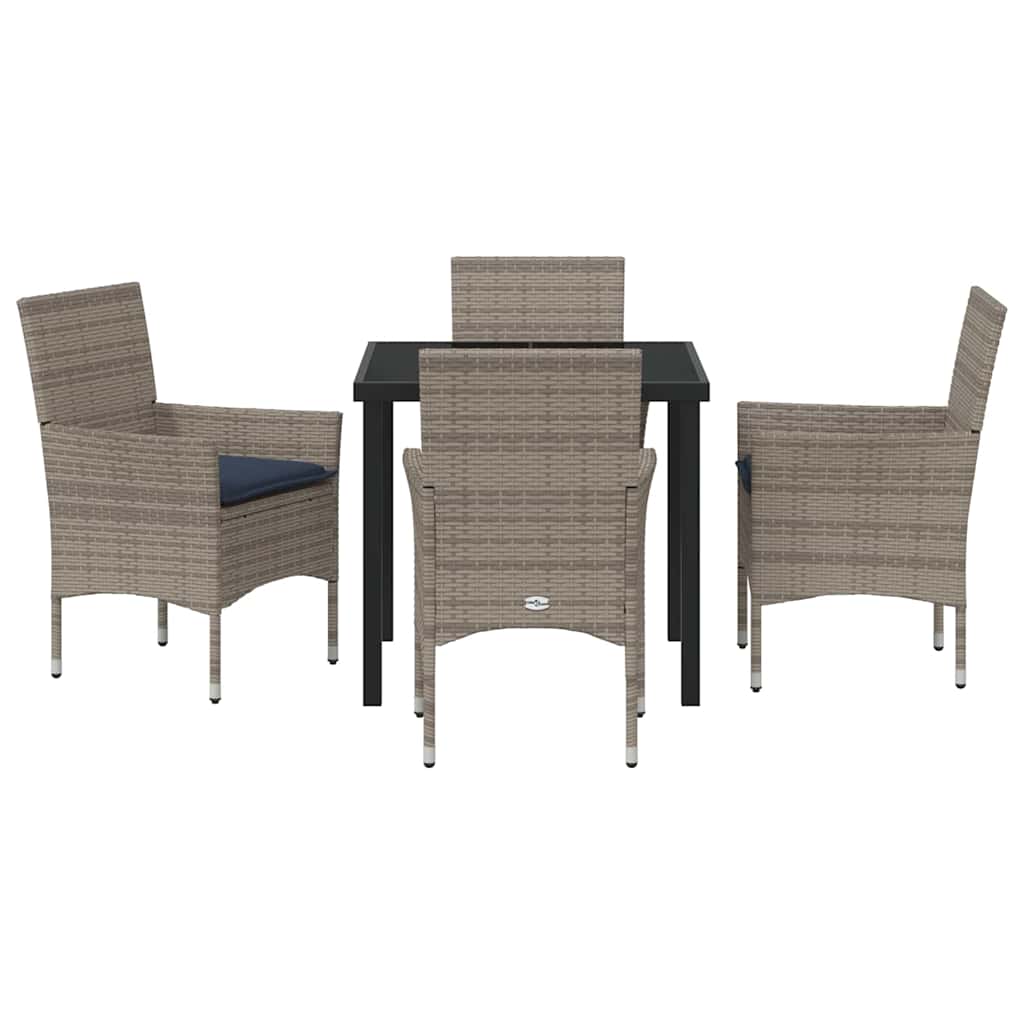 Set stola i stolica 5 pcs Siva i tamnoplava PE ratan