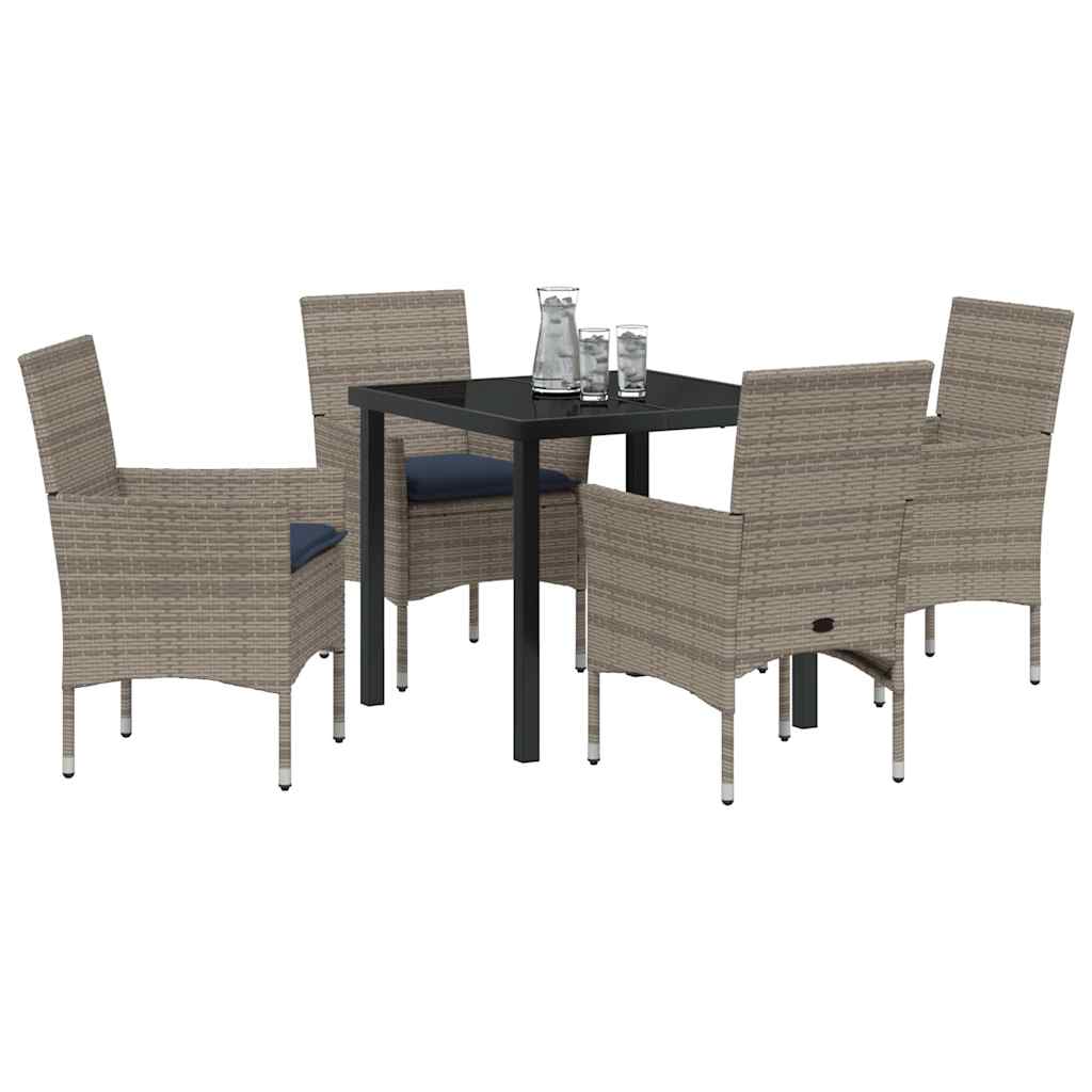 Set stola i stolica 5 pcs Siva i tamnoplava PE ratan