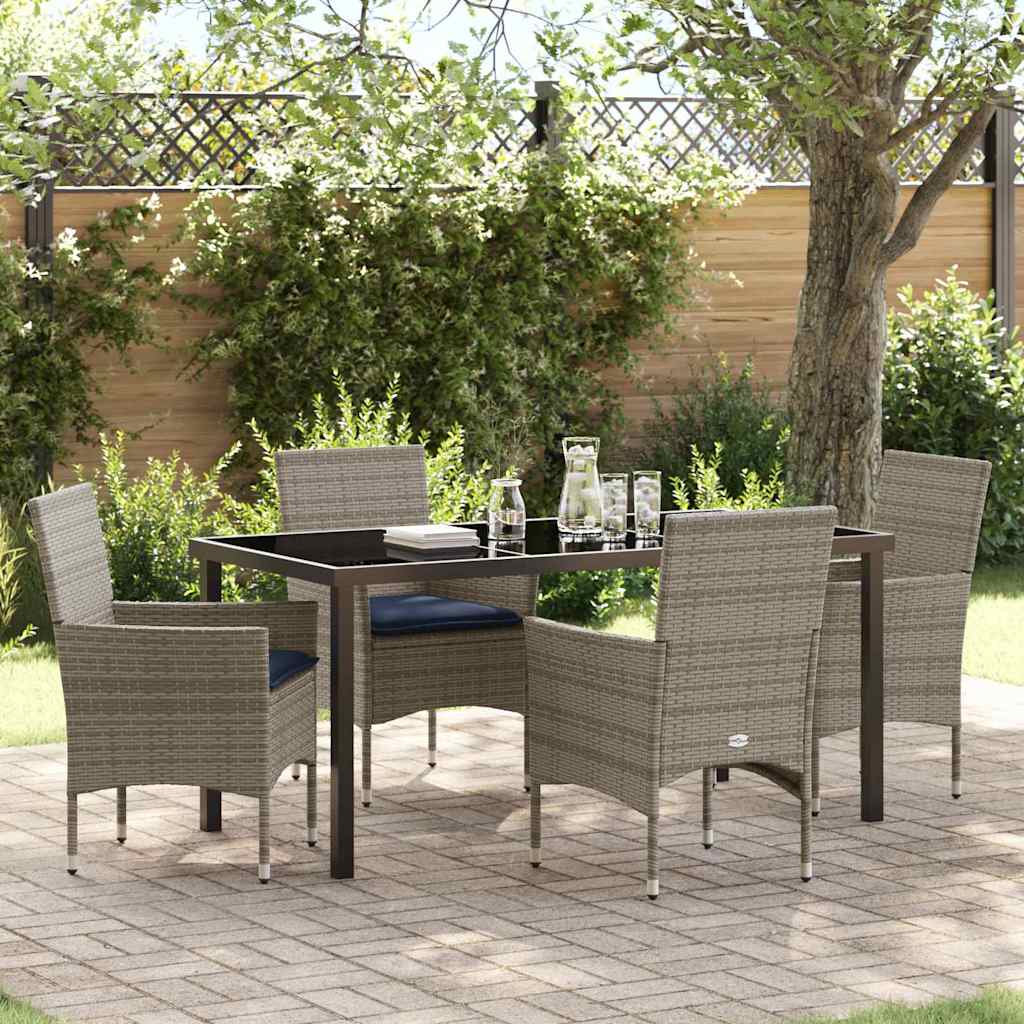 Set stola i stolica 5 pcs Siva i tamnoplava PE ratan
