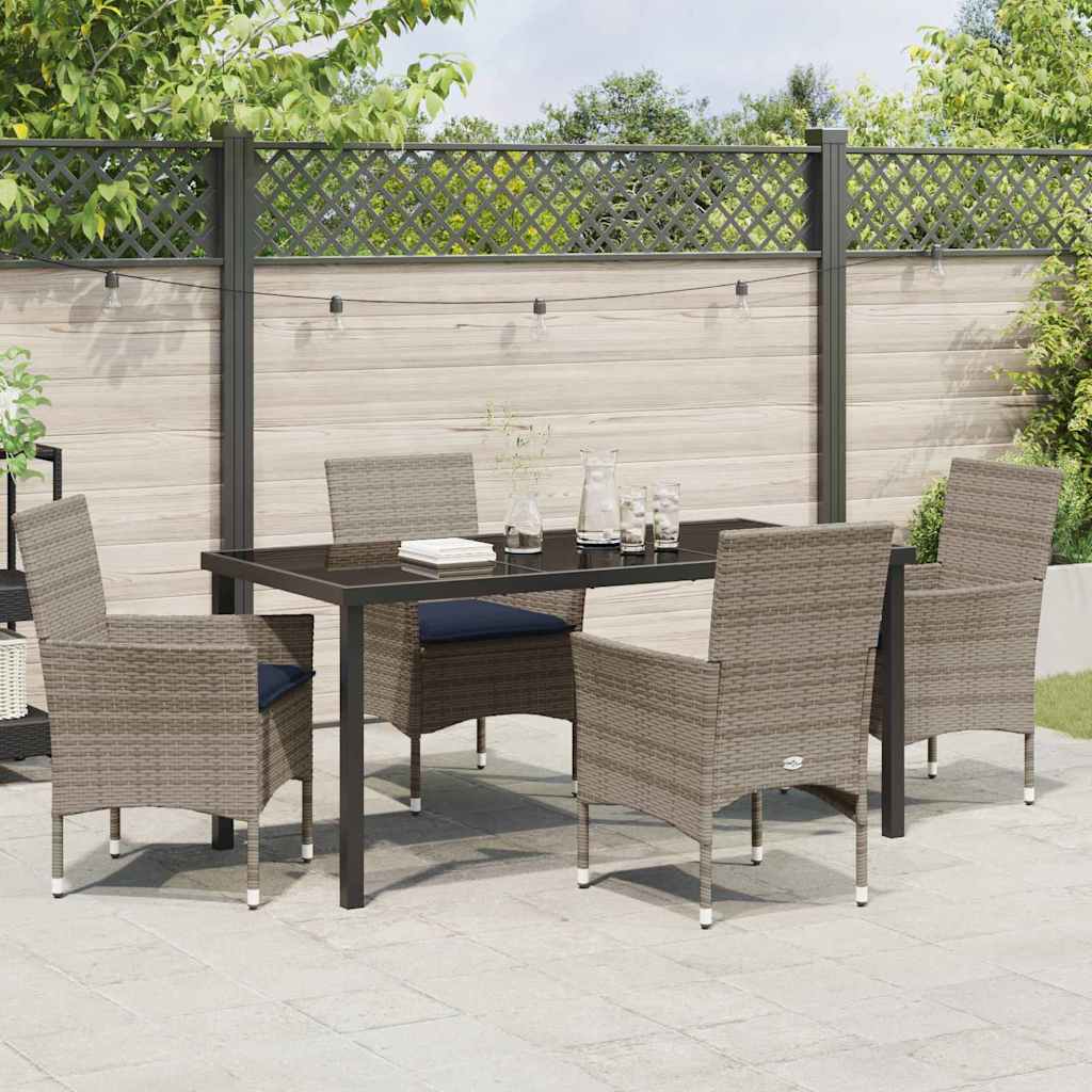 Set stola i stolica 5 pcs Siva i tamnoplava PE ratan