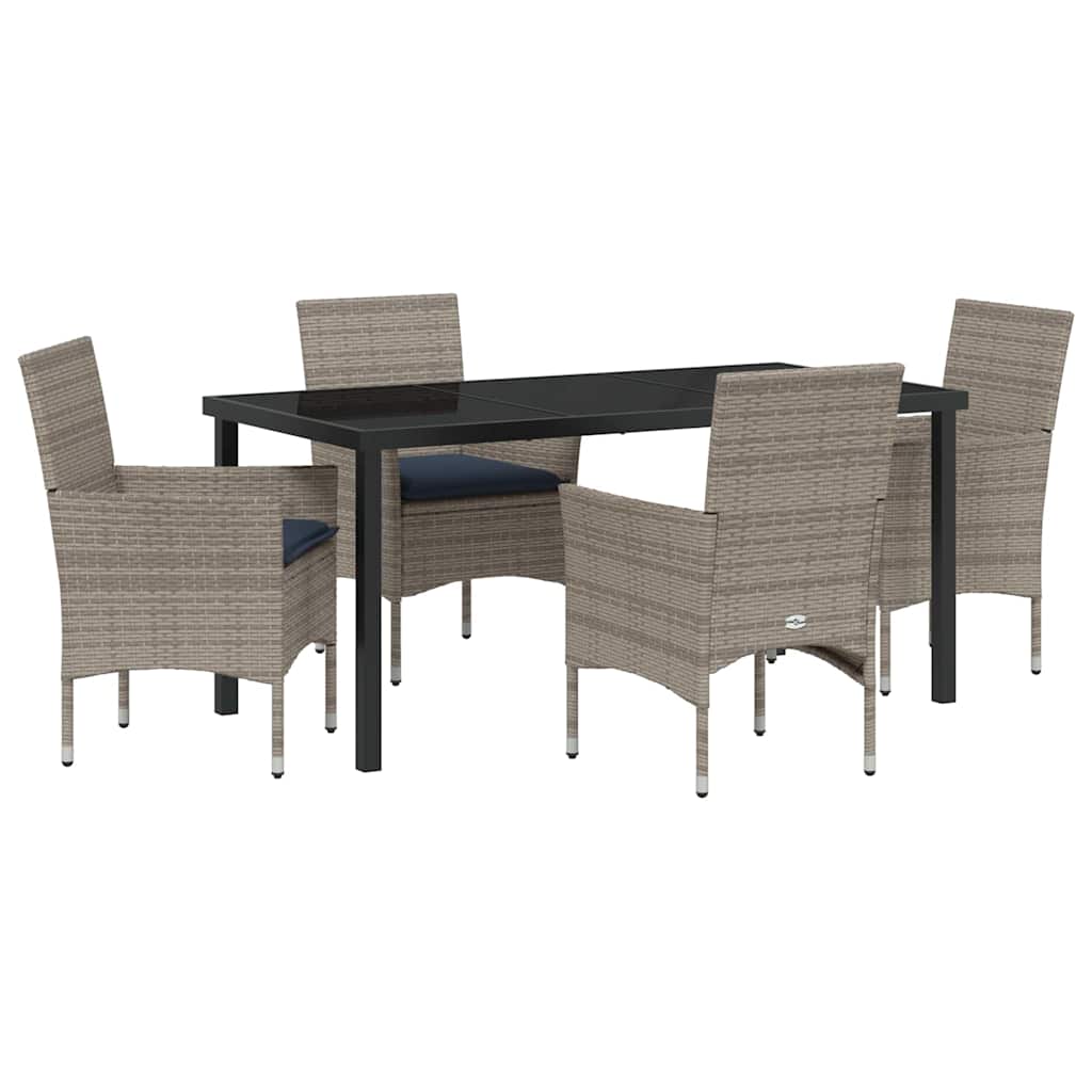 Set stola i stolica 5 pcs Siva i tamnoplava PE ratan