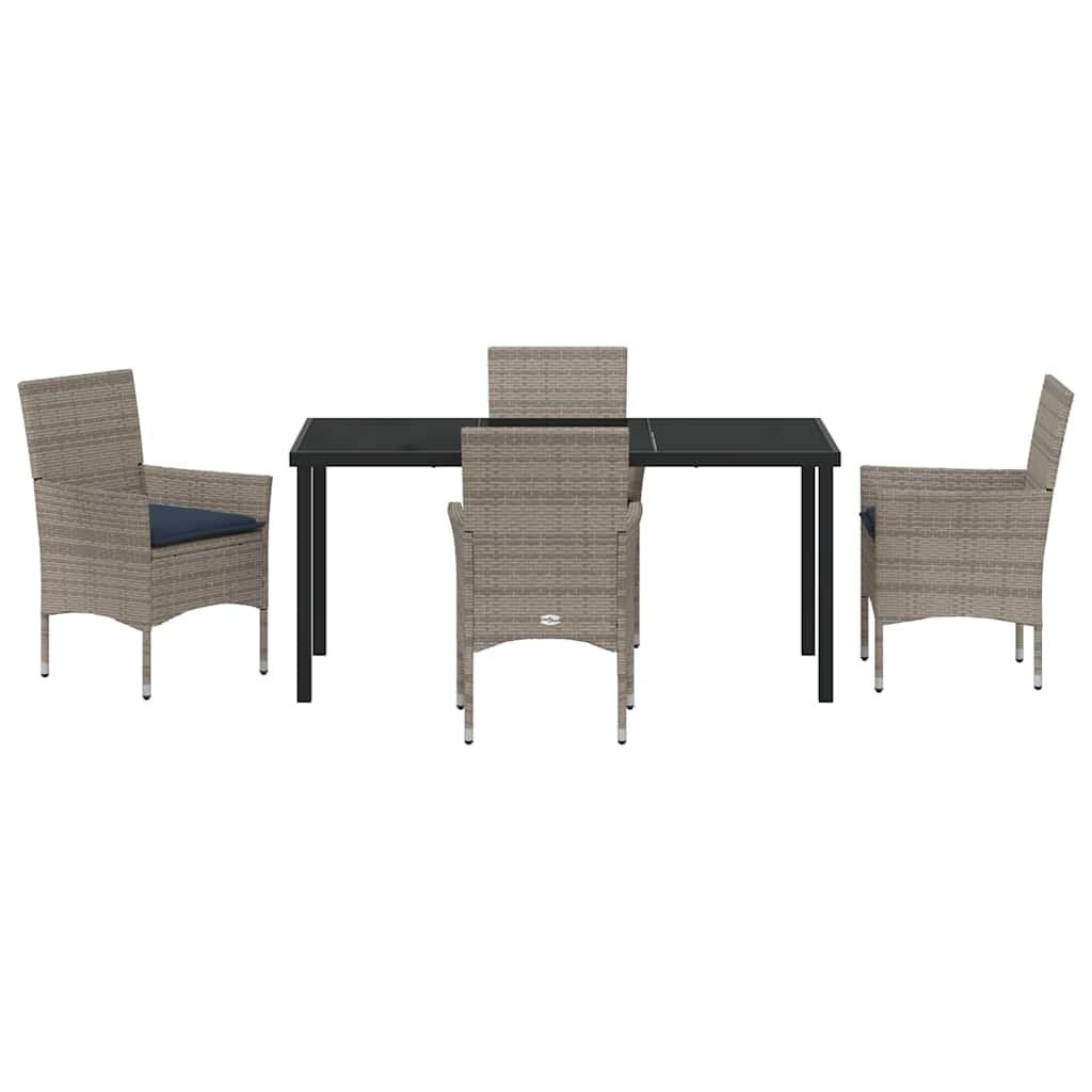 Set stola i stolica 5 pcs Siva i tamnoplava PE ratan