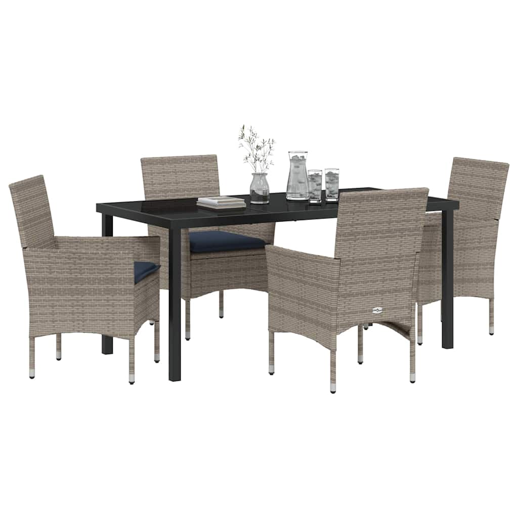 Set stola i stolica 5 pcs Siva i tamnoplava PE ratan
