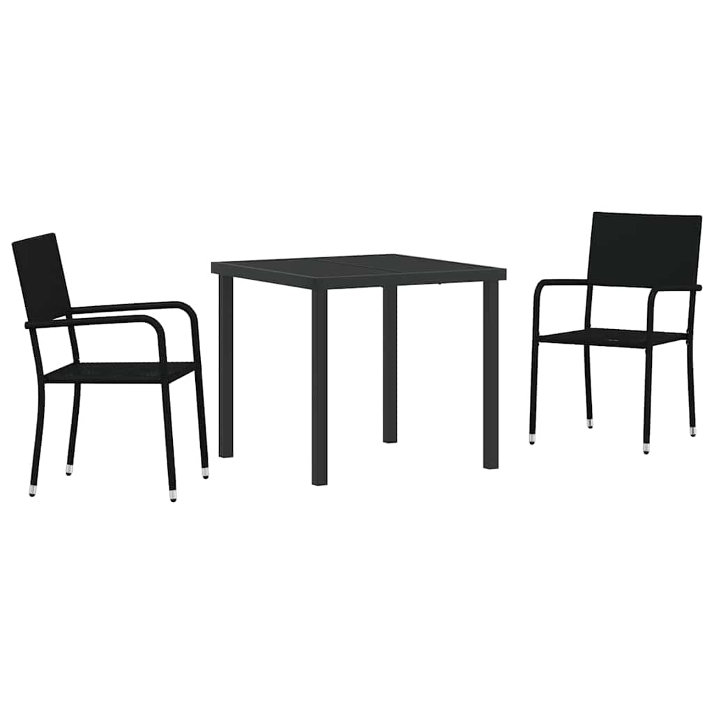 Vrtni set za objed s jastukom 3 pcs Crna poliratan