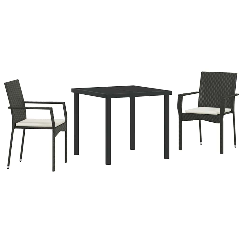 Vrtni set za objed s jastukom 3 pcs Crna poliratan