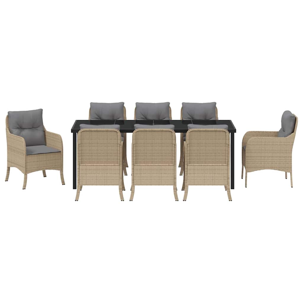 Vrtni set za objed s jastukom 9 pcs Bež poliratan