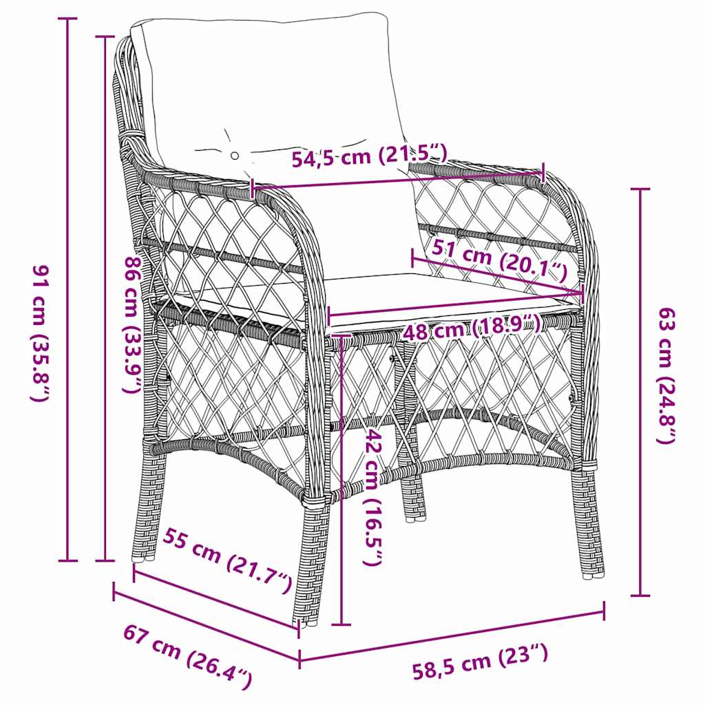 Vrtni set za objed s jastukom 5 pcs Siva i crna Ratan