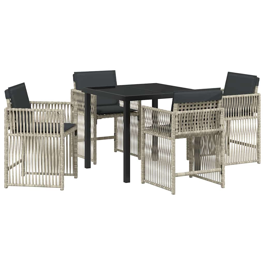 Vrtni set za objed 5 pcs Svijetlo siva Čelik s prahom premazan