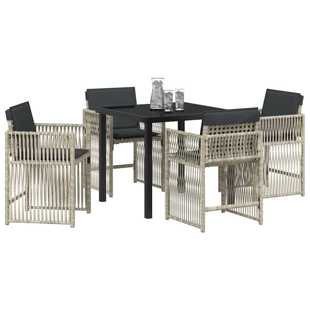 Vrtni set za objed 5 pcs Svijetlo siva Čelik s prahom premazan