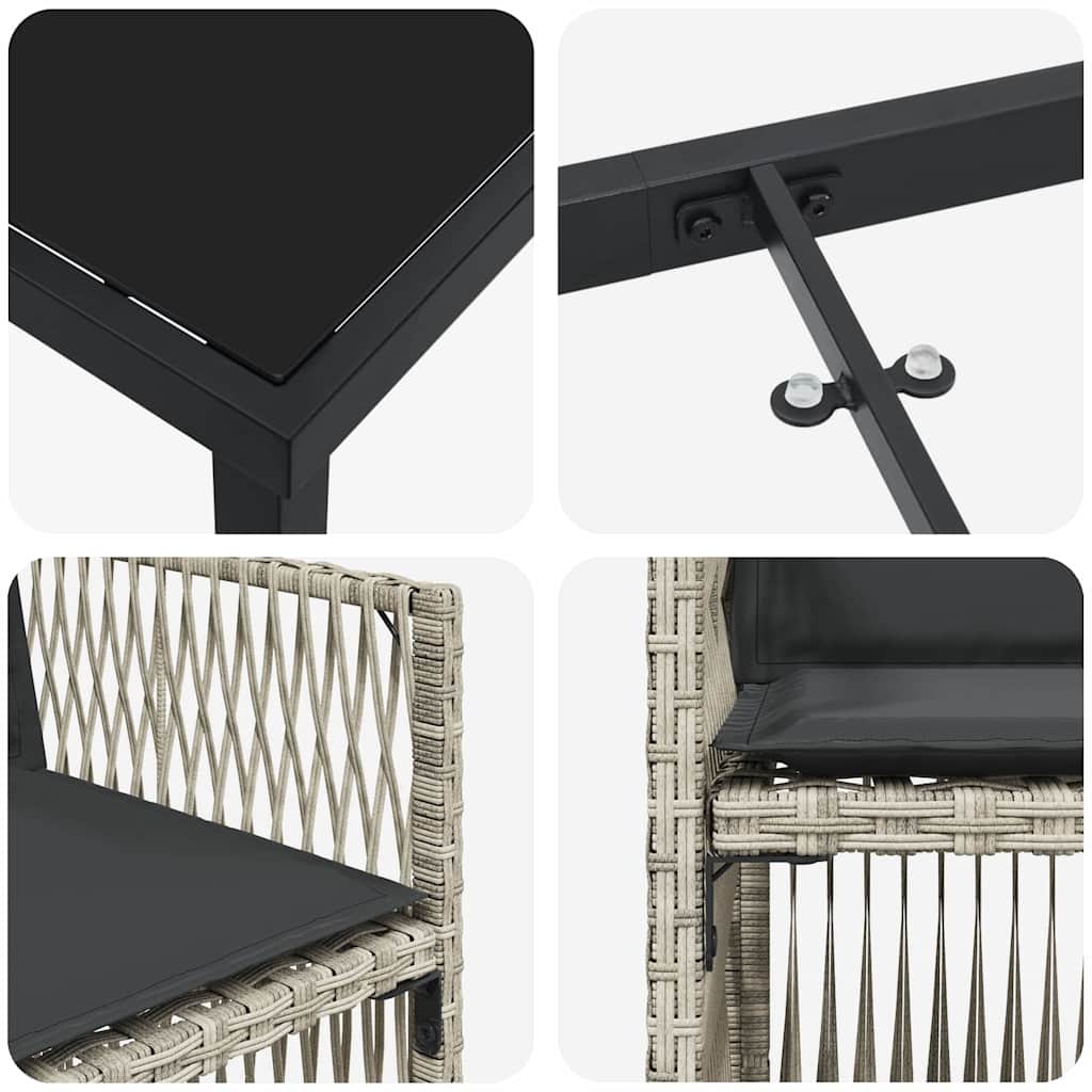 Vrtni set za objed 5 pcs Svijetlo siva Čelik s prahom premazan