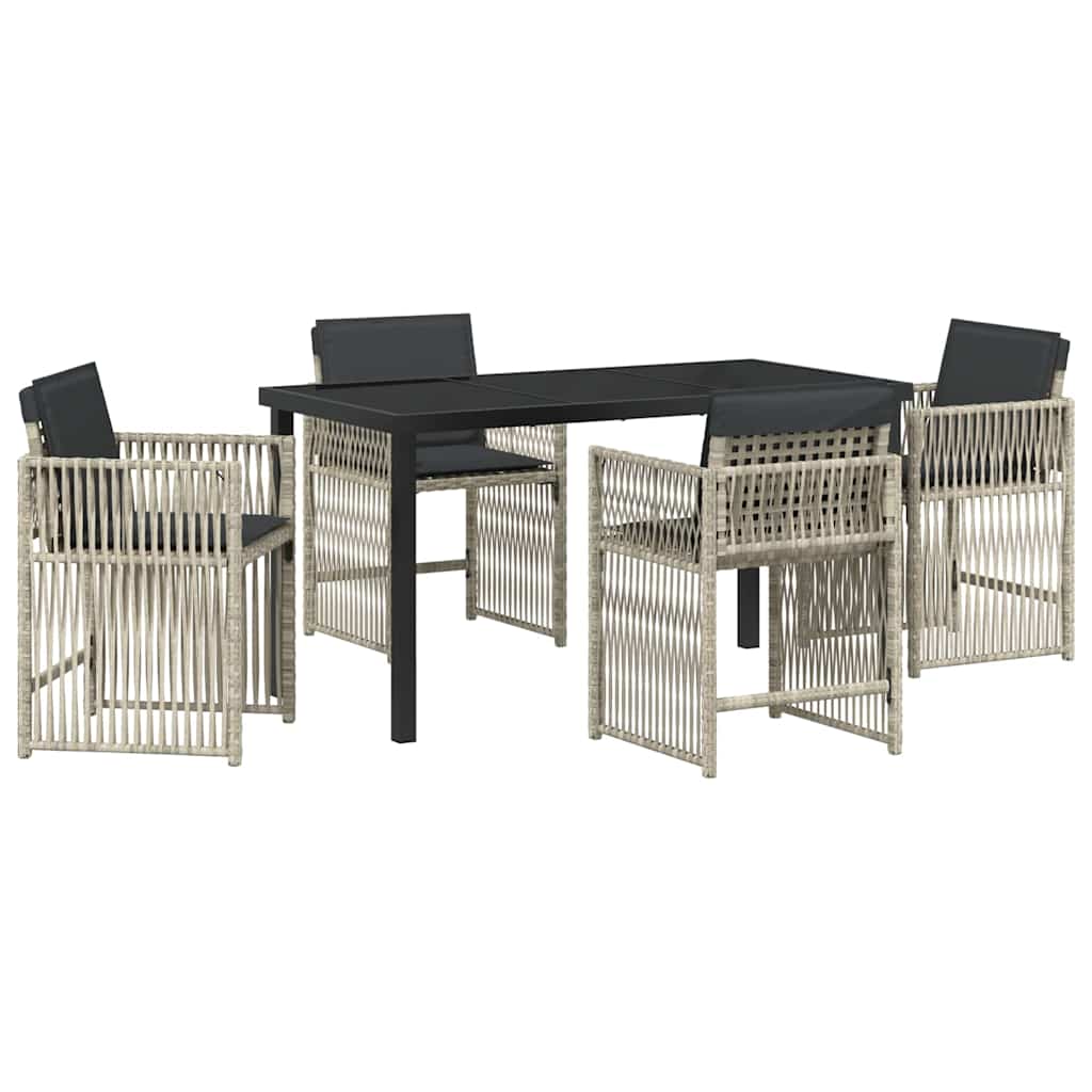 Vrtni set za objed 5 pcs Svijetlo siva Čelik s prahom premazan