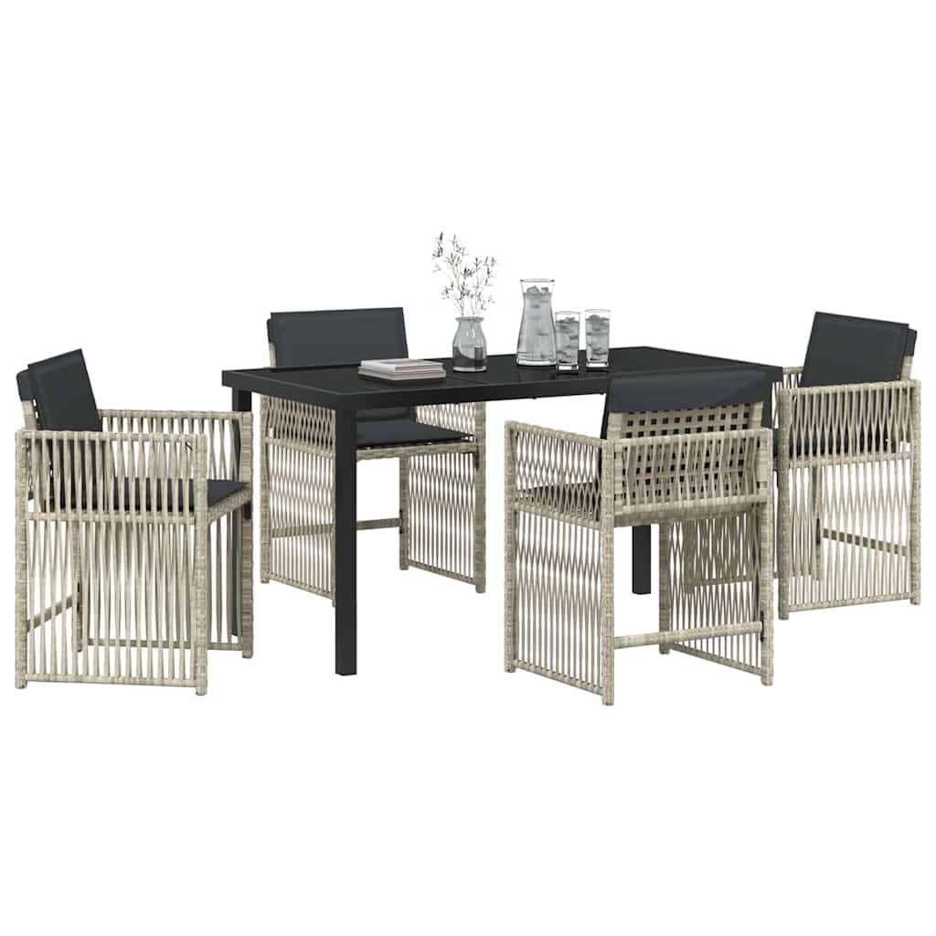 Vrtni set za objed 5 pcs Svijetlo siva Čelik s prahom premazan