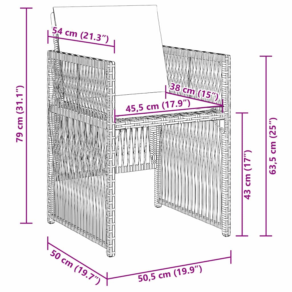 Vrtni set za objed 9 pcs Bež Čelik s prahom premazan