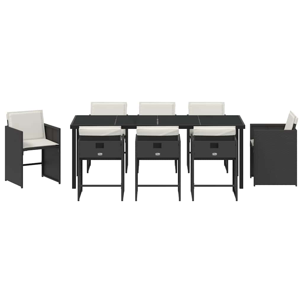 Vrtni set za objed 9 pcs Crna poliratan