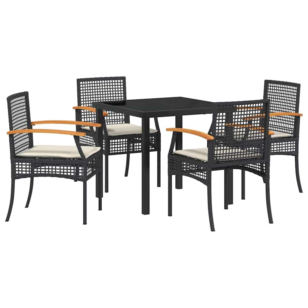 Vrtni set za objed s jastukom 5 pcs Crna Ratan