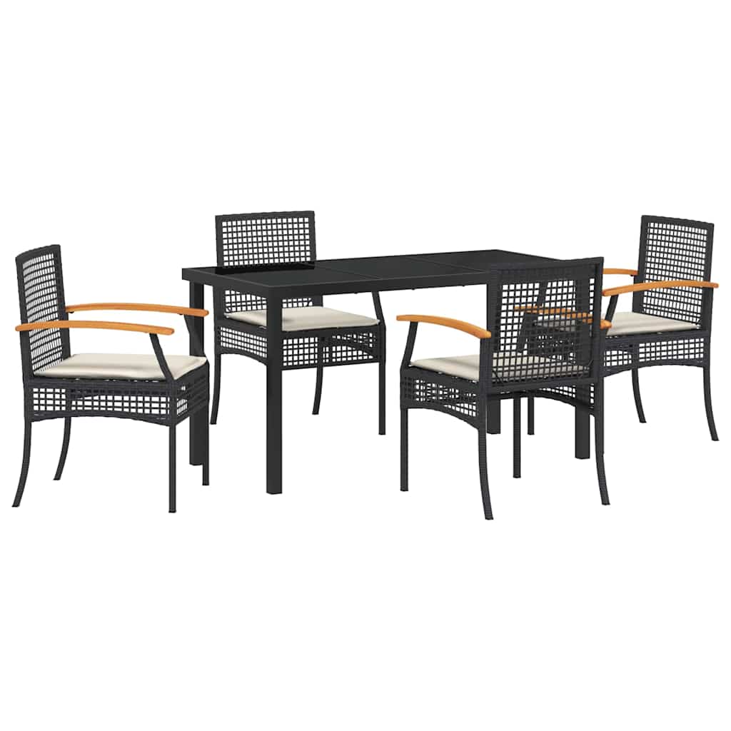 Vrtni set za objed s jastukom 5 pcs Crna Ratan