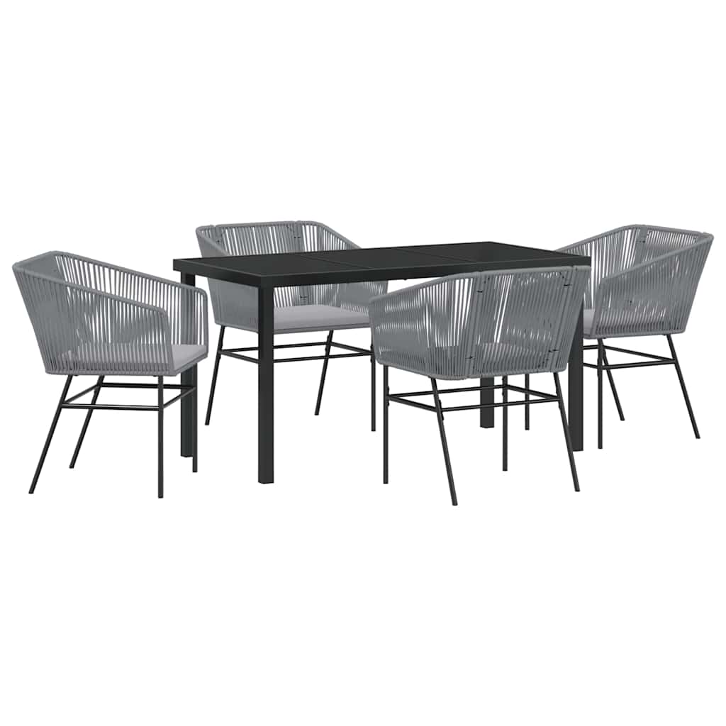 Vrtni set za objed 5 pcs Siva Čelik s prahom premazan