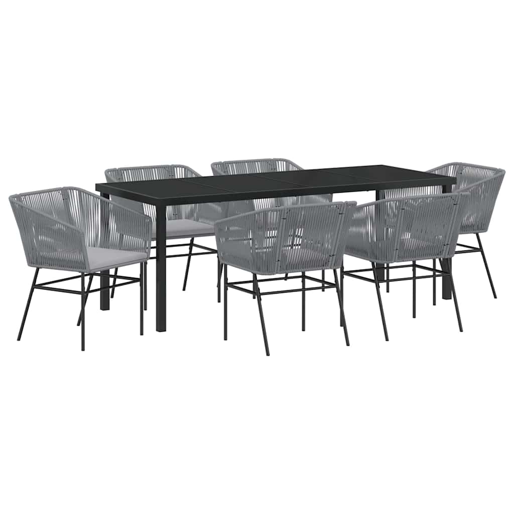 Vrtni set za objed 7 pcs Siva Čelik s prahom premazan