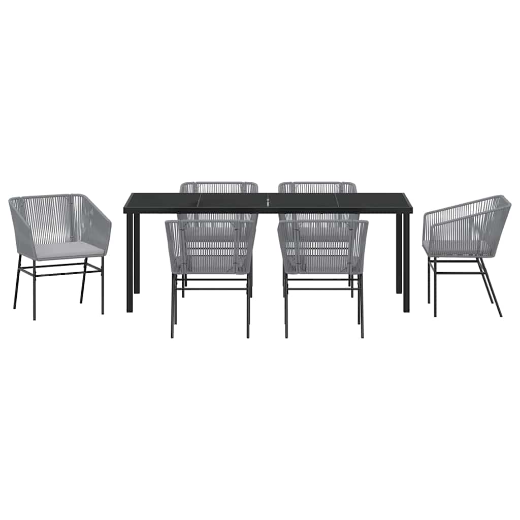 Vrtni set za objed 7 pcs Siva Čelik s prahom premazan