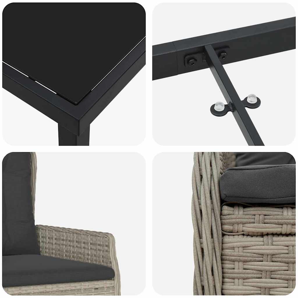Vrtni set za objed 3 pcs Svijetlo siva poliratan
