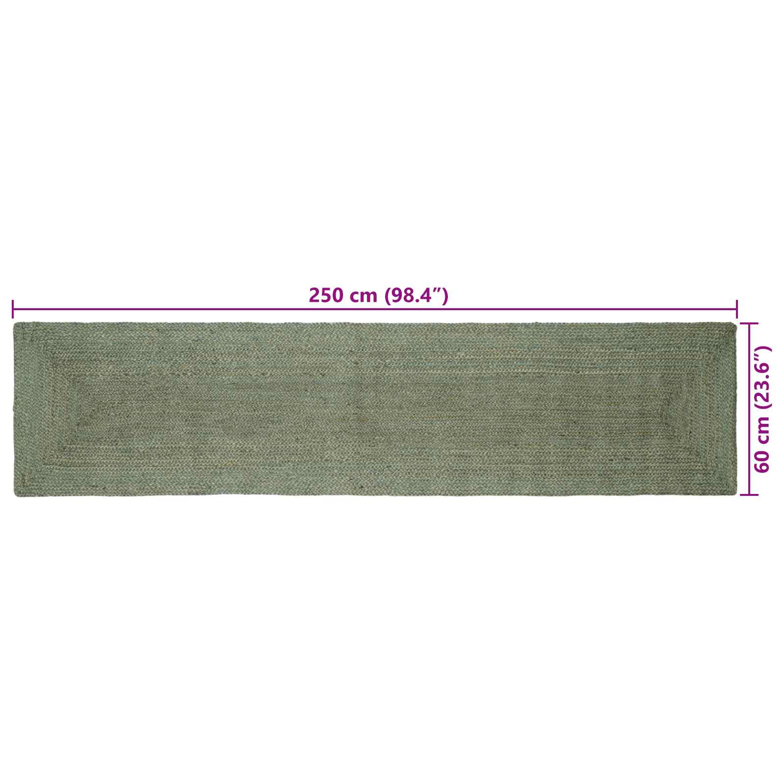 Tepisi za područja Pravokutni Maslinastozelena 60 x 250 cm Juta