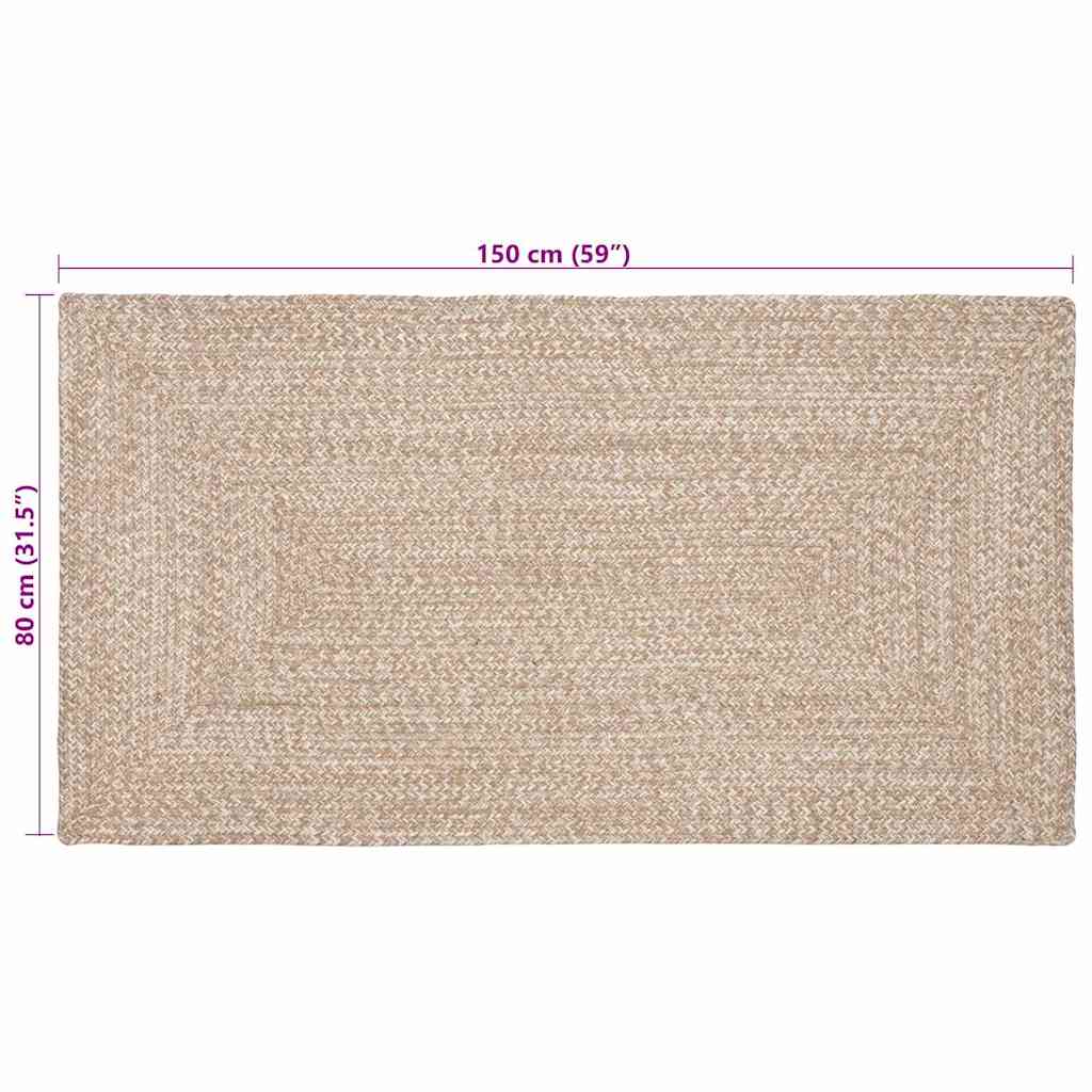 Tepisi za područja Prirodna i bijela 80 x 150 cm Juta