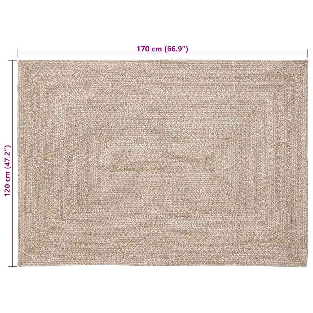 Tepisi za područja Prirodna i bijela 120 x 170 cm Juta