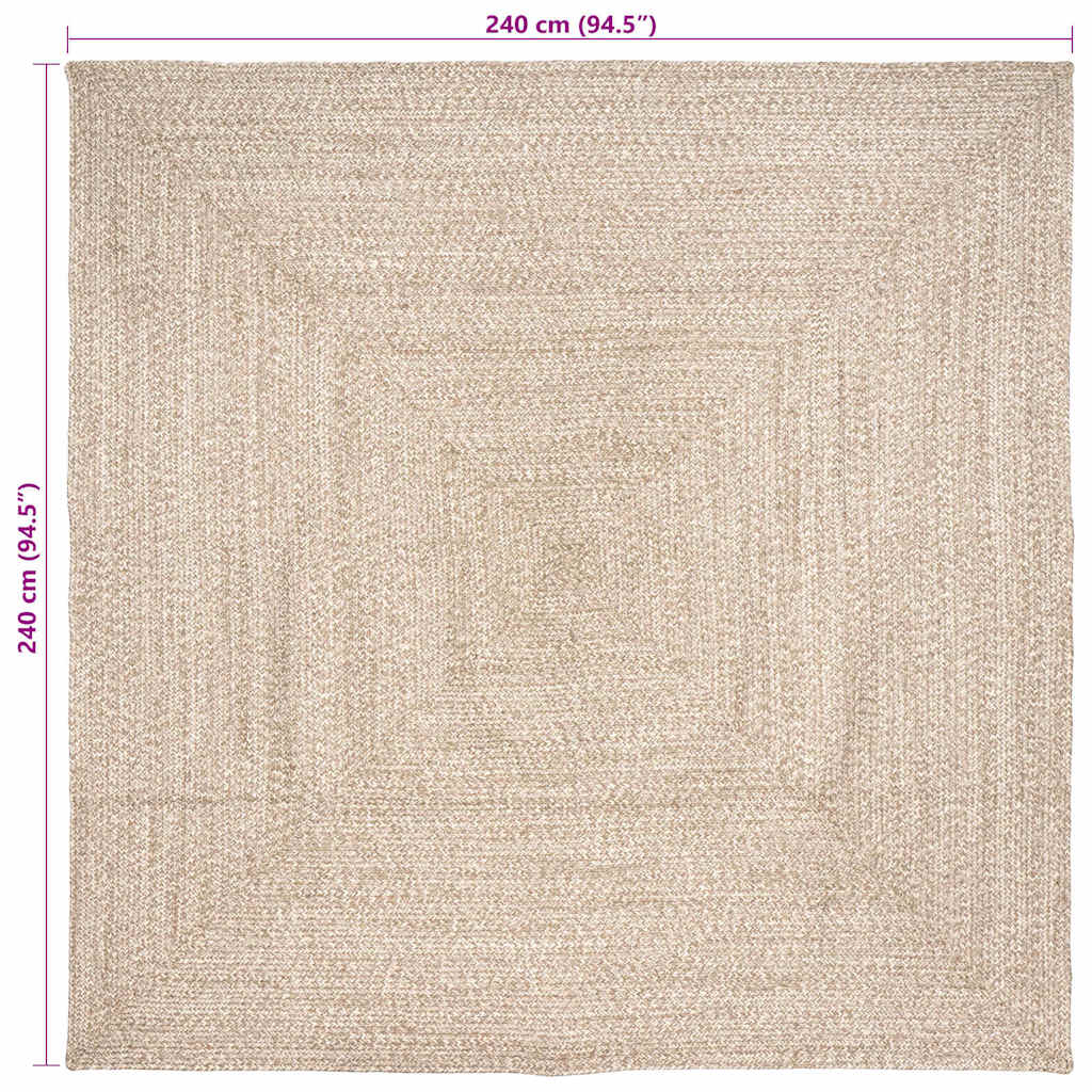 Tepisi za područja Prirodna i bijela 240 x 240 cm Juta