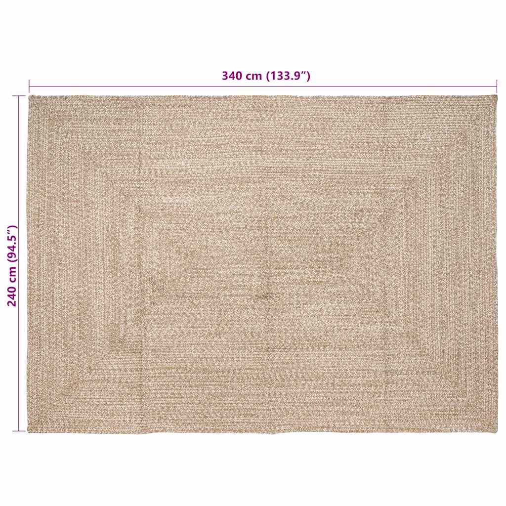 Tepisi za područja Prirodna i bijela 240 x 340 cm Juta