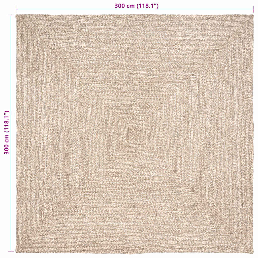 Tepisi za područja Prirodna i bijela 300 x 300 cm Juta