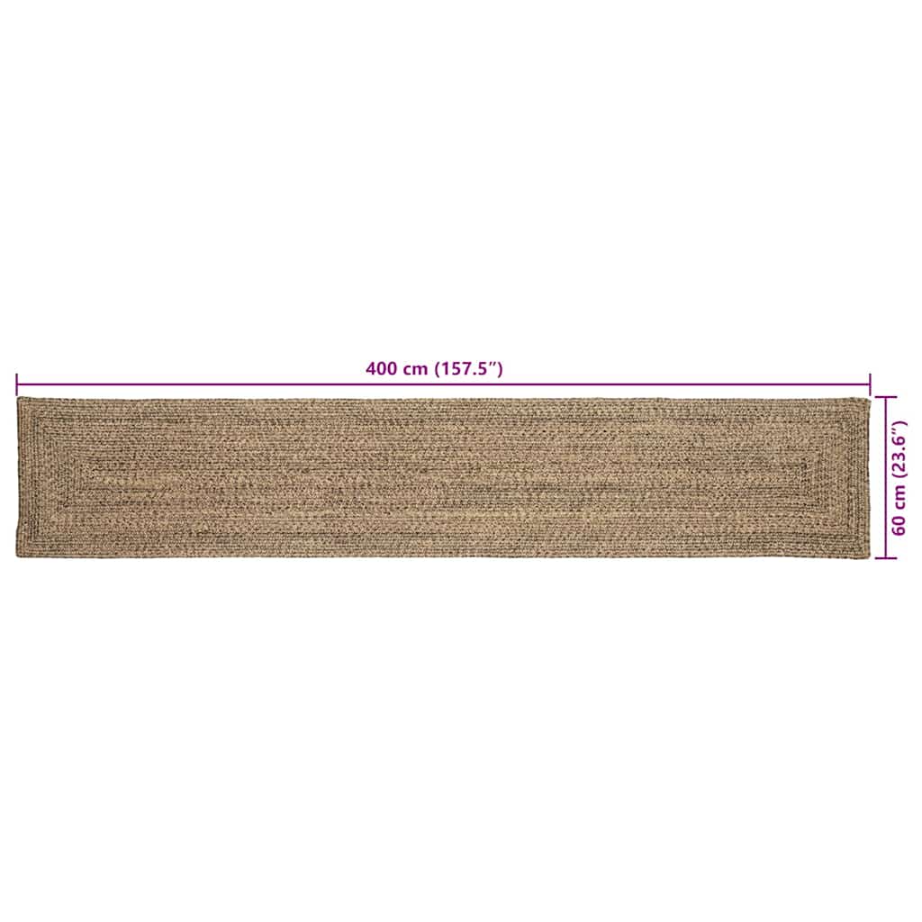 Tepisi za područja Prirodna i crna 60 x 400 cm Juta