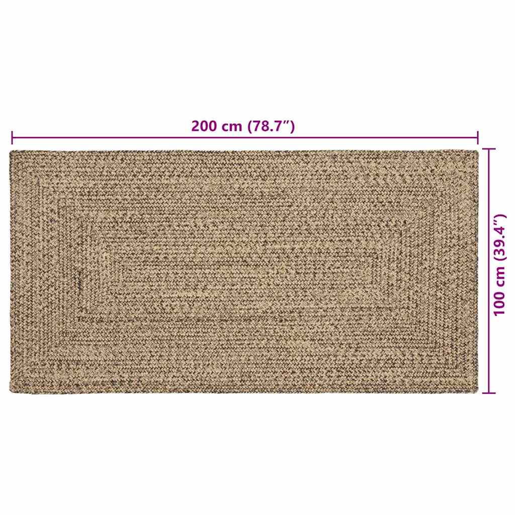 Tepisi za područja Prirodna i crna 100 x 200 cm Juta