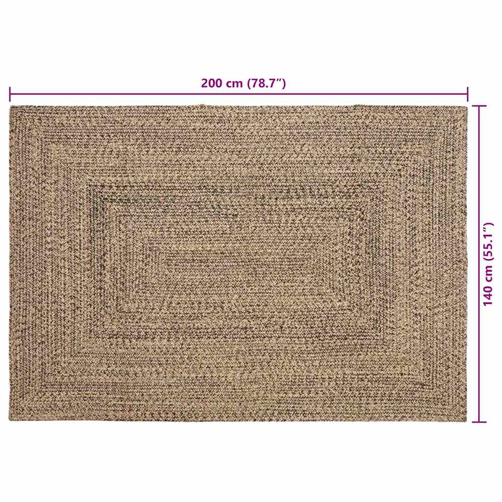 Tepisi za područja Prirodna i crna 140 x 200 cm Juta