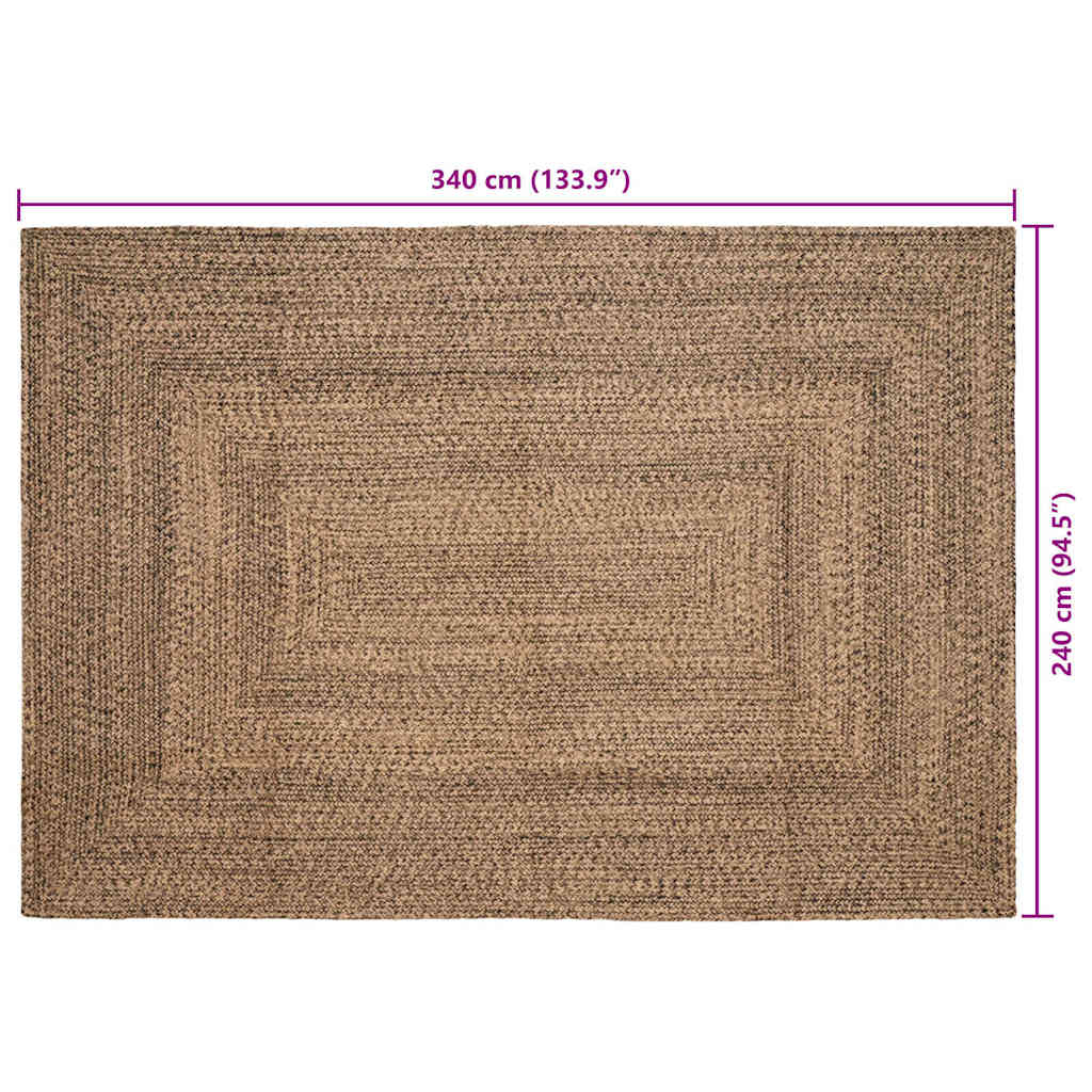 Tepisi za područja Prirodna i crna 240 x 340 cm Juta