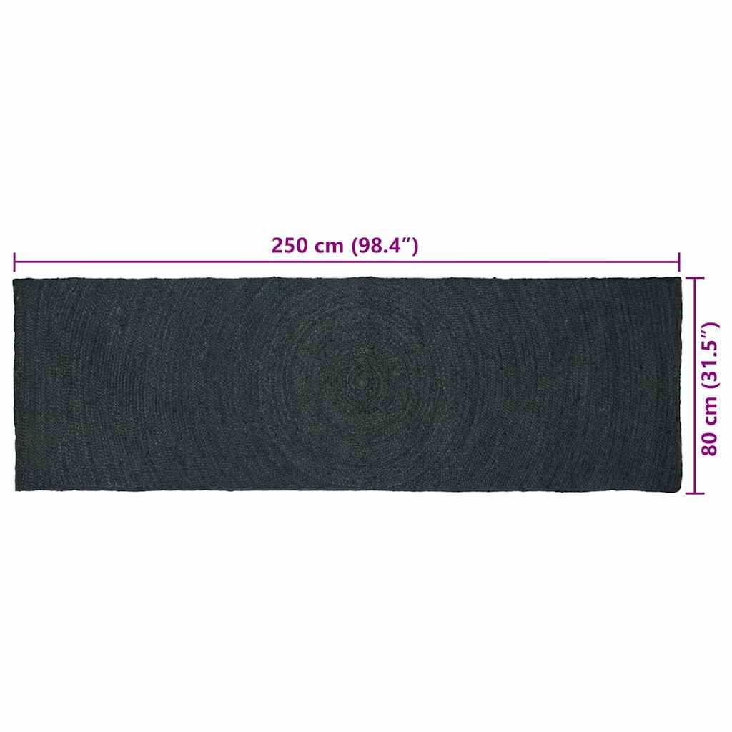 Tepisi za područja Tamnosiva 80 x 250 cm Juta