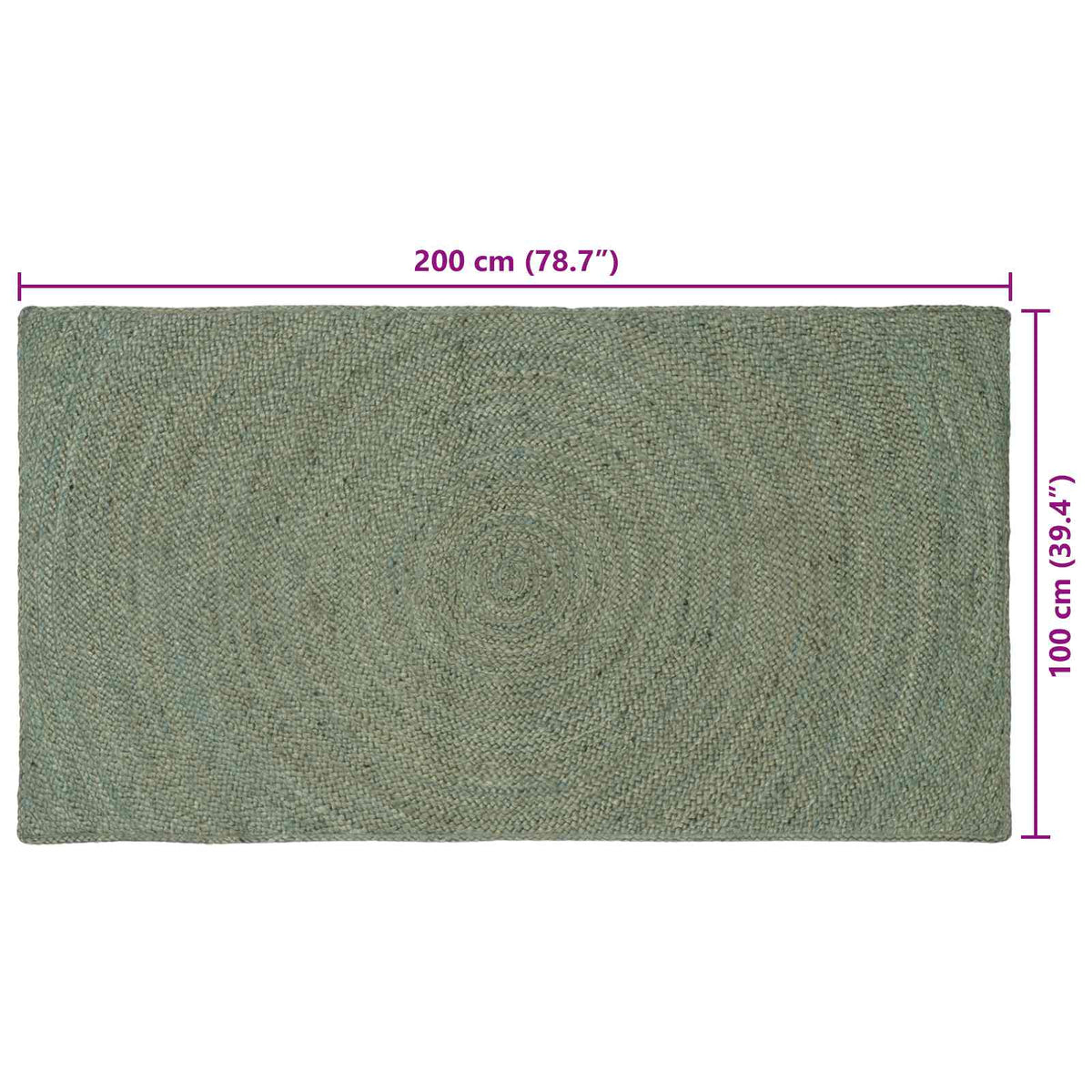Tepisi za područja Maslinastozelena 100 x 200 cm Juta