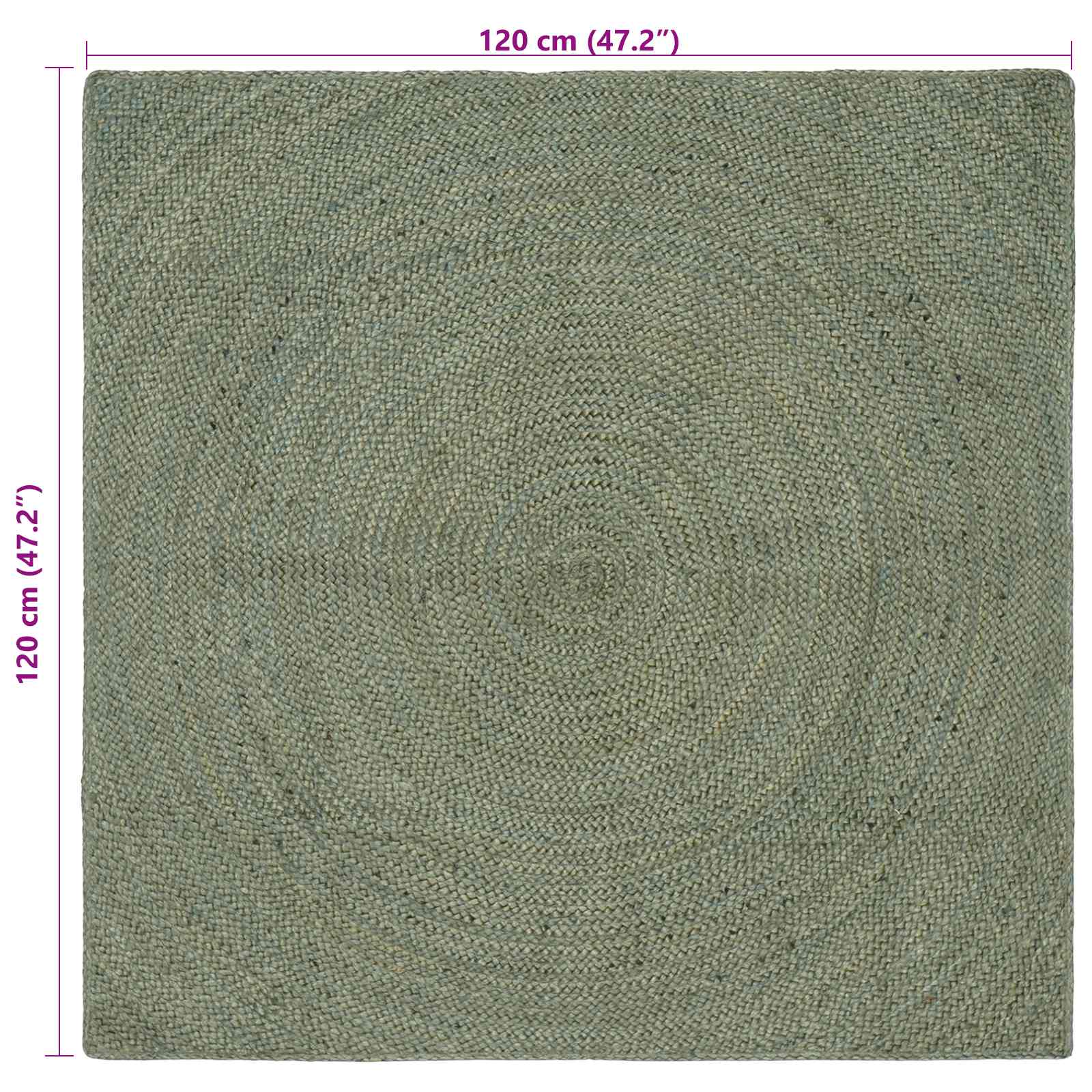 Tepisi za područja Maslinastozelena 120 x 120 cm Juta