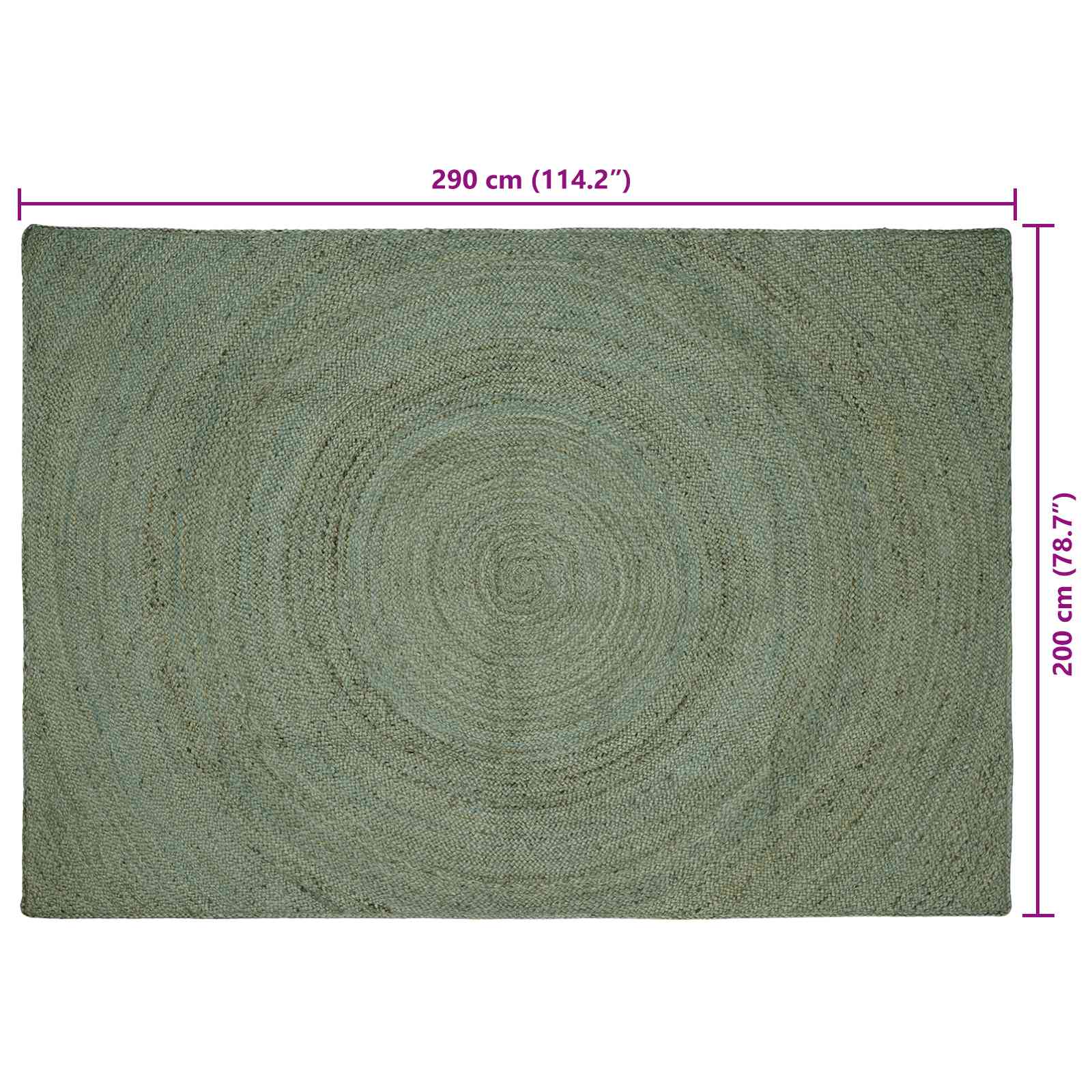 Tepisi za područja Maslinastozelena 200 x 290 cm Juta