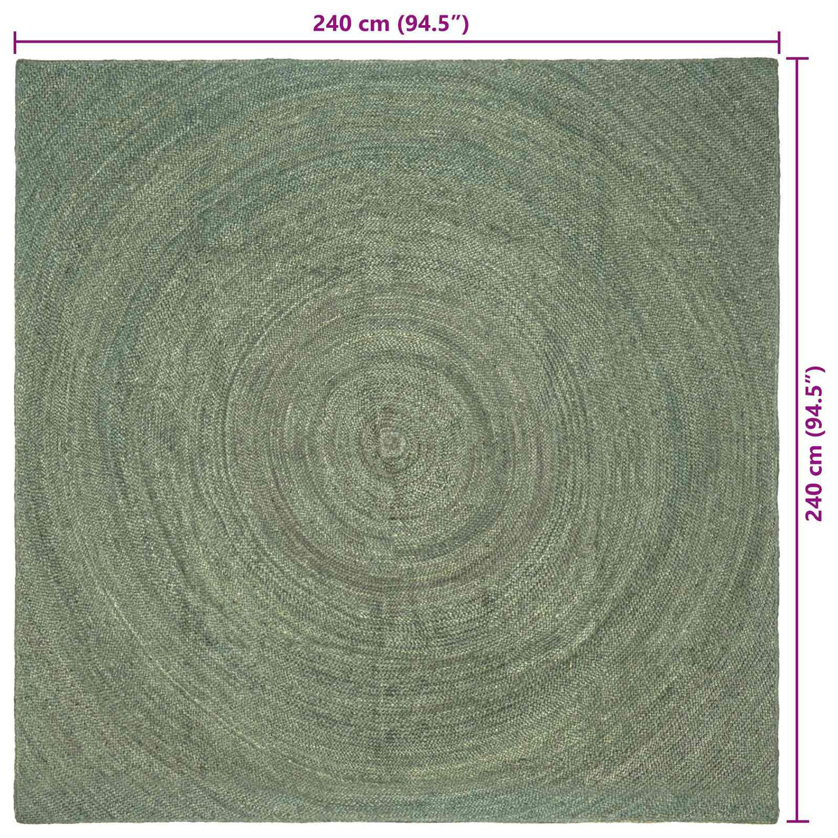 Tepisi za područja Maslinastozelena 240 x 240 cm Juta